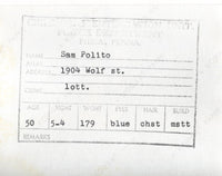 Sam Polito Mugshot - Arrested on 4/15/1964 for Illegal Lottery