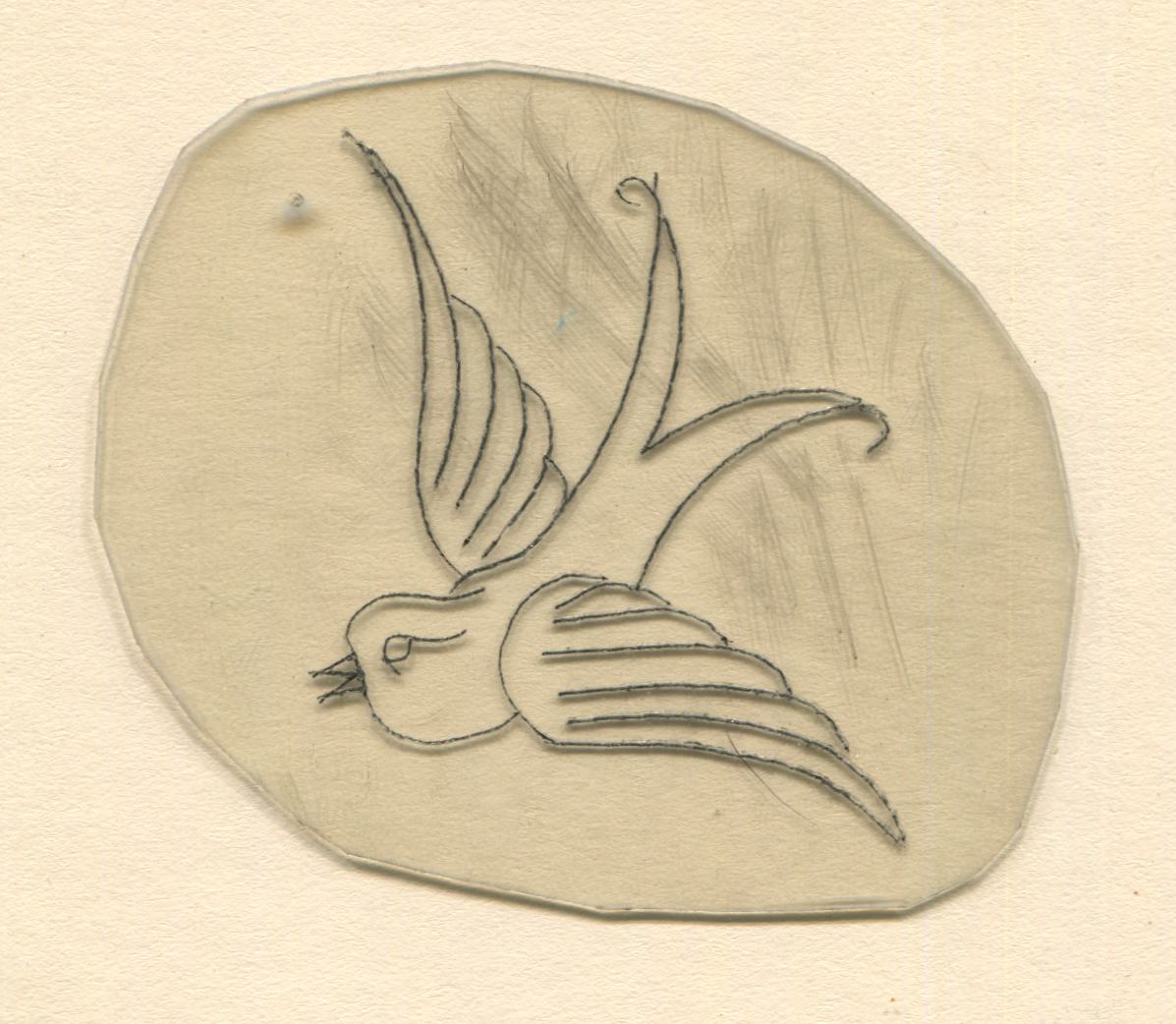 Swallow Bird Vintage Traditional Tattoo Acetate Stencil from Bert Grimm's Shop