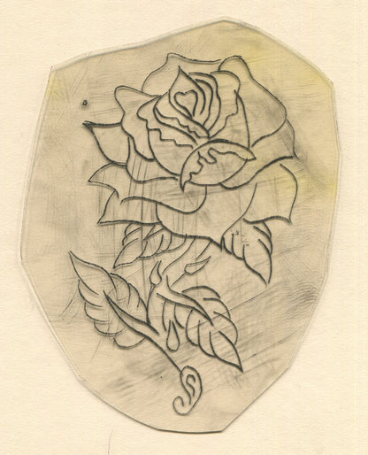 Thorny Rose Vintage Traditional Tattoo Acetate Stencil from Bert Grimm's Shop