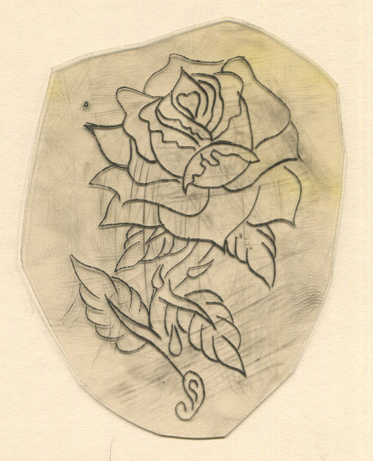 Thorny Rose Vintage Traditional Tattoo Acetate Stencil from Bert Grimm's Shop