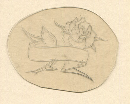 Banner Rose Vintage Traditional Tattoo Acetate Stencil from Bert Grimm's Shop