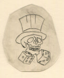 Dice Skull Vintage Traditional Tattoo Acetate Stencil from Bert Grimm's Shop