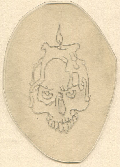 Flaming Skull Vintage Traditional Tattoo Acetate Stencil from Bert Grimm's Shop