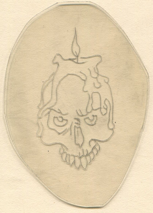 Flaming Skull Vintage Traditional Tattoo Acetate Stencil from Bert Grimm's Shop