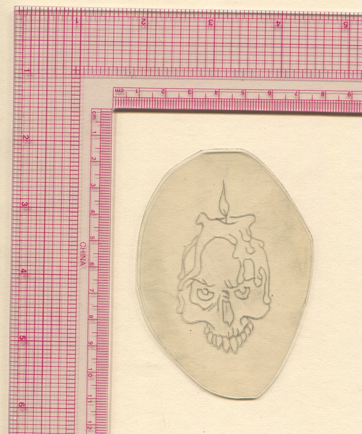 Flaming Skull Vintage Traditional Tattoo Acetate Stencil from Bert Grimm's Shop