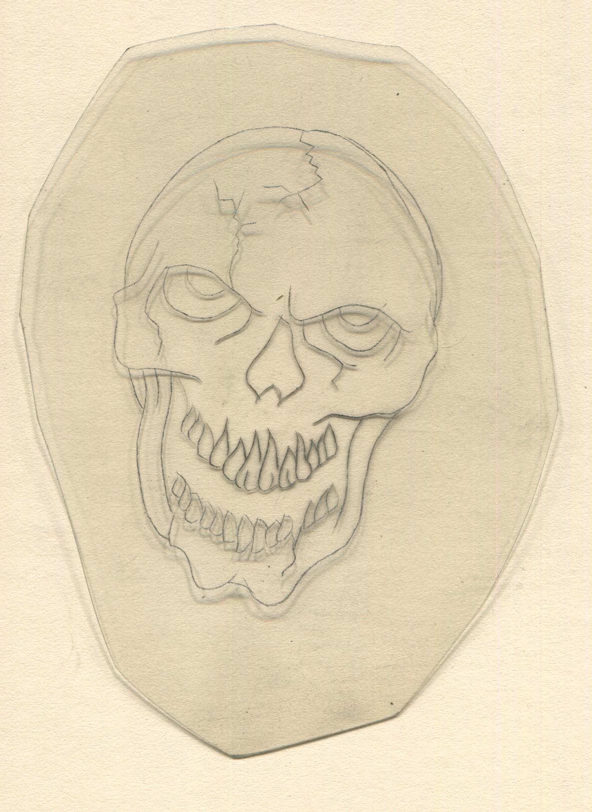 Laughing Skull Vintage Traditional Tattoo Acetate Stencil from Bert Grimm's Shop