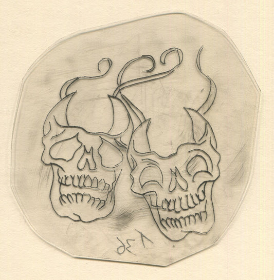 Devil Skulls Vintage Traditional Tattoo Acetate Stencil from Bert Grimm's Shop