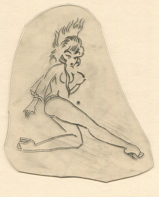 Pinup Girl Vintage Traditional Tattoo Acetate Stencil from Bert Grimm's Shop