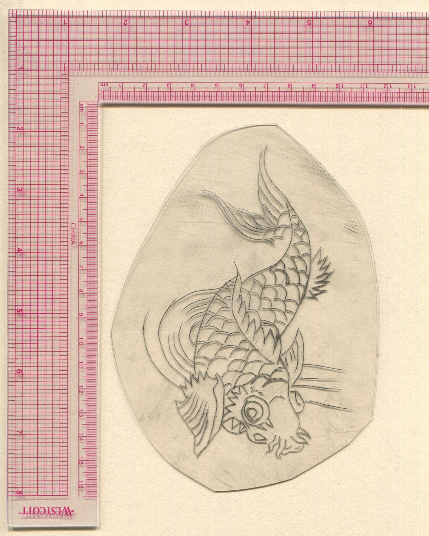 Coy Fish Vintage Traditional Tattoo Acetate Stencil from Bert Grimm's Shop