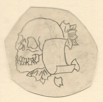 Skull Banner Vintage Traditional Tattoo Acetate Stencil from Bert Grimm's Shop
