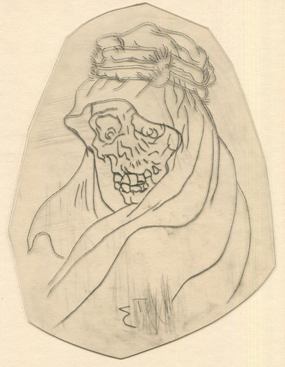 Big Desert Skull Vintage Traditional Tattoo Acetate Stencil from Bert Grimm's