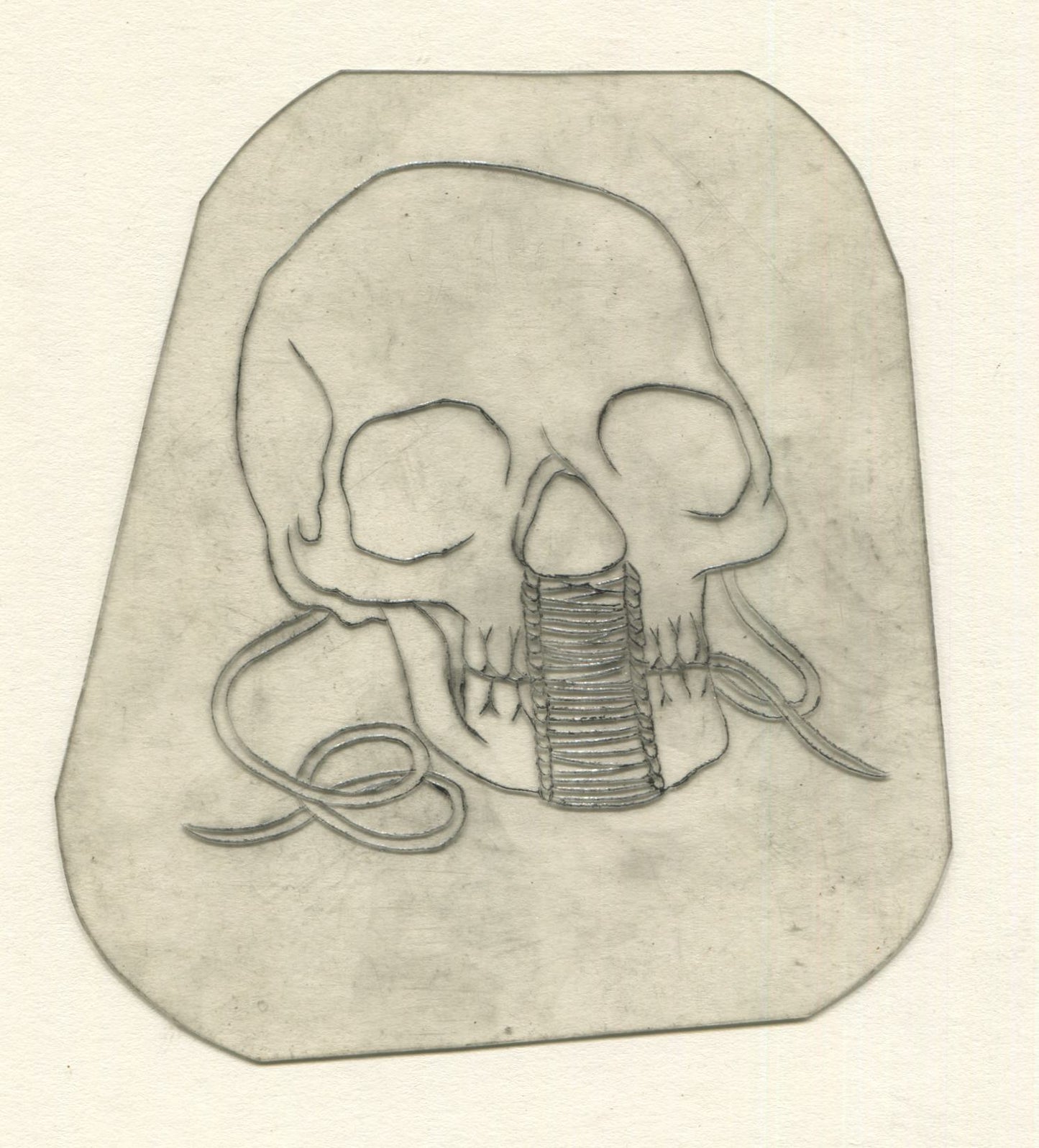 Skull Vintage Traditional Tattoo Acetate Stencil from Bert Grimm's Shop