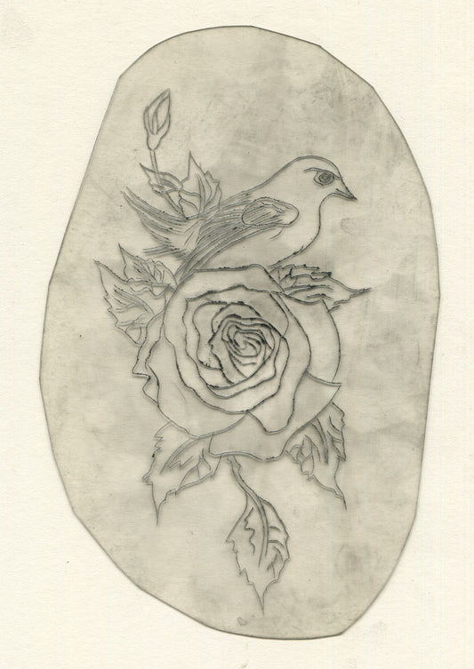 Bird Rose Vintage Traditional Tattoo Acetate Stencil from Bert Grimm's Shop