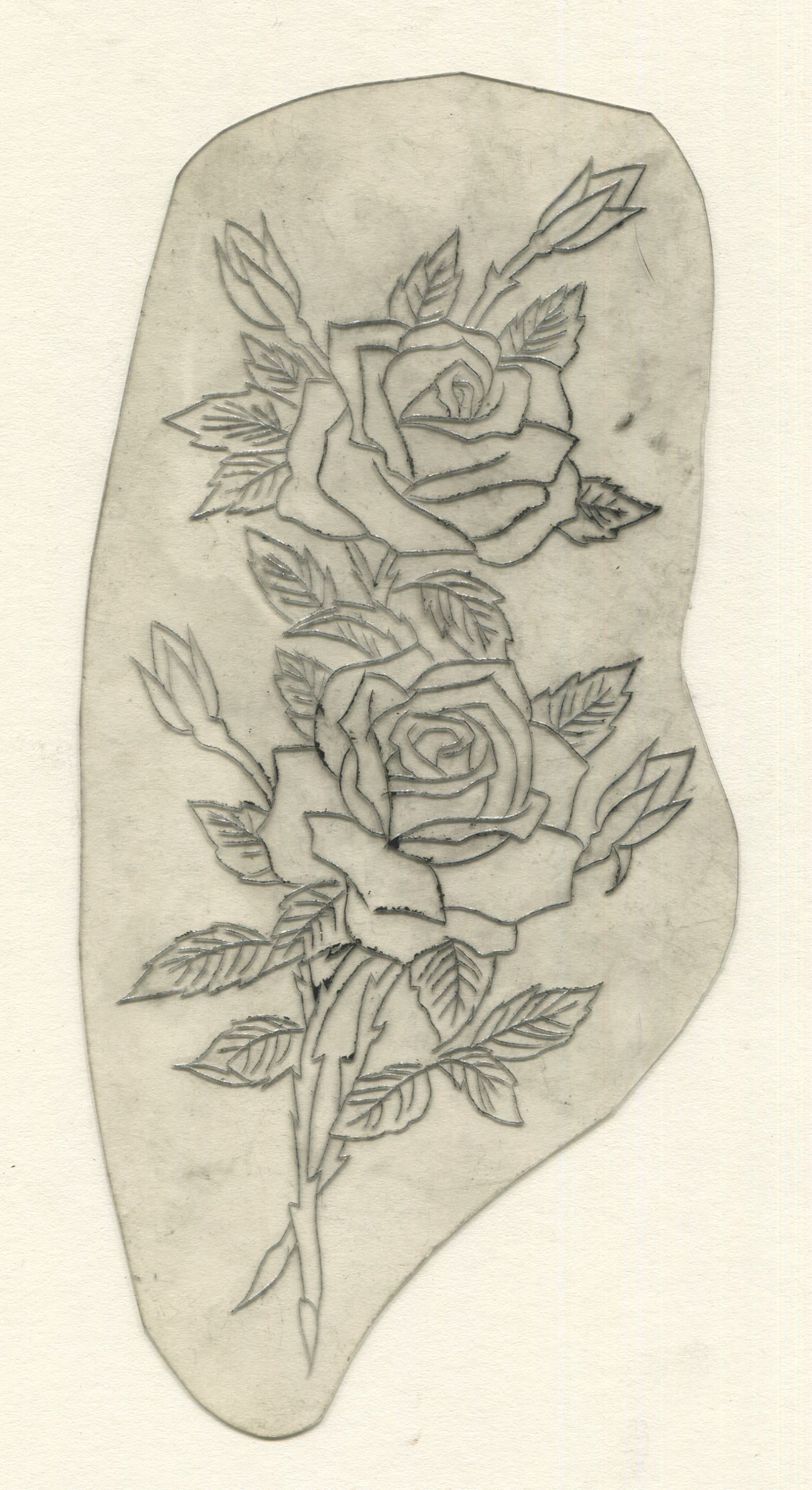 Double Rose Vintage Traditional Tattoo Acetate Stencil from Bert Grimm's Shop