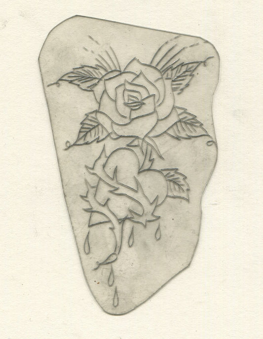 Rose Heart Vintage Traditional Tattoo Acetate Stencil from Bert Grimm's Shop