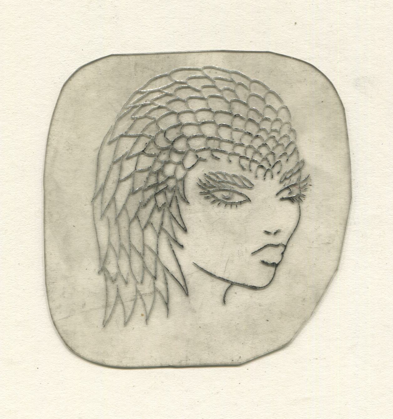 Scaled Lady Vintage Traditional Tattoo Acetate Stencil from Bert Grimm's Shop