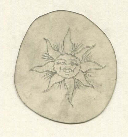 Hippie Sun Vintage Traditional Tattoo Acetate Stencil from Bert Grimm's Shop
