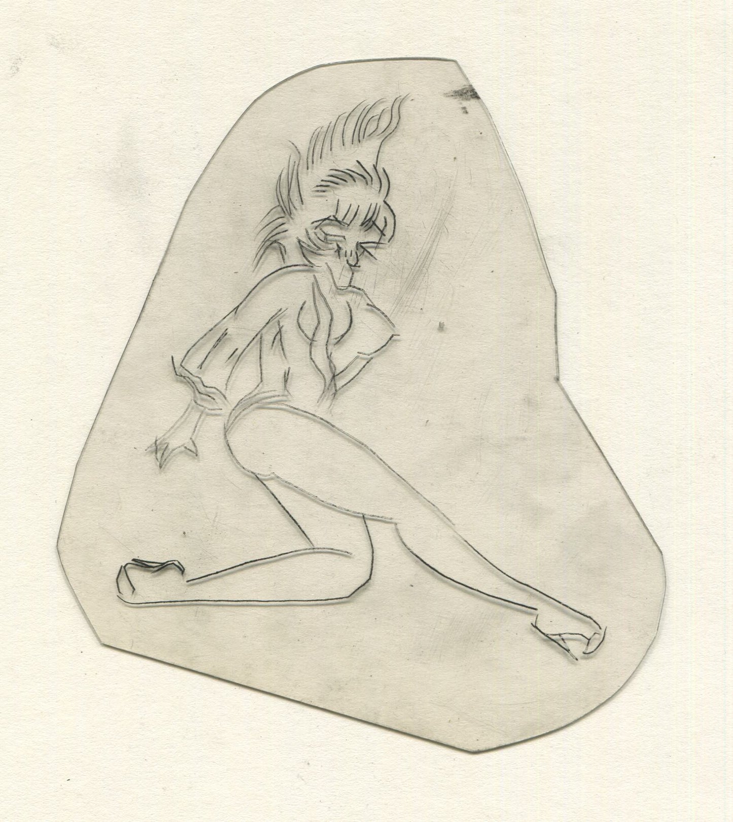 Pinup Girl Vintage Traditional Tattoo Acetate Stencil from Bert Grimm's Shop