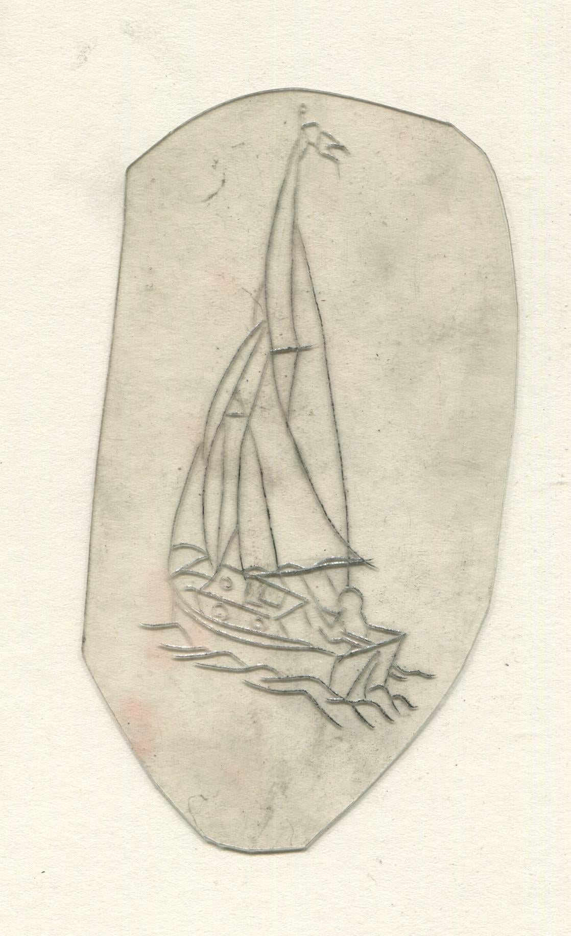 Sailboat Vintage Traditional Tattoo Acetate Stencil from Bert Grimm's Shop