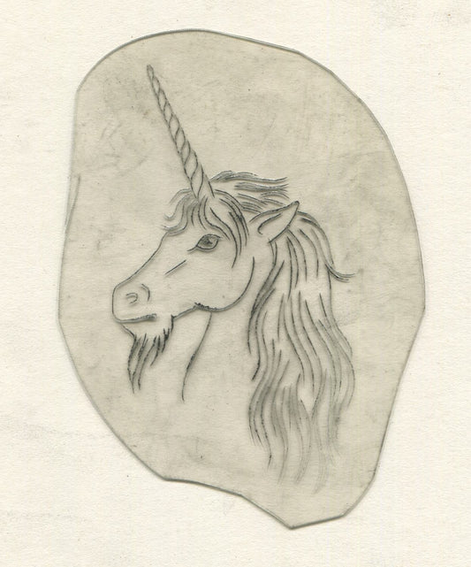 Unicorn Head Vintage Traditional Tattoo Acetate Stencil from Bert Grimm's Shop