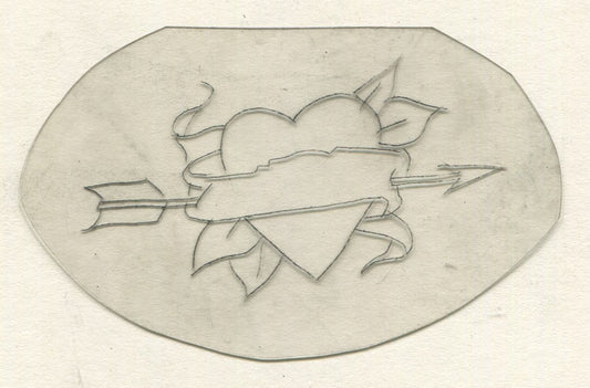 Banner Heart Vintage Traditional Tattoo Acetate Stencil from Bert Grimm's Shop