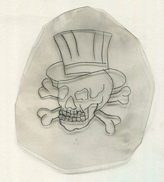 Tophat Skull Vintage Traditional Tattoo Acetate Stencil from Bert Grimm's Shop