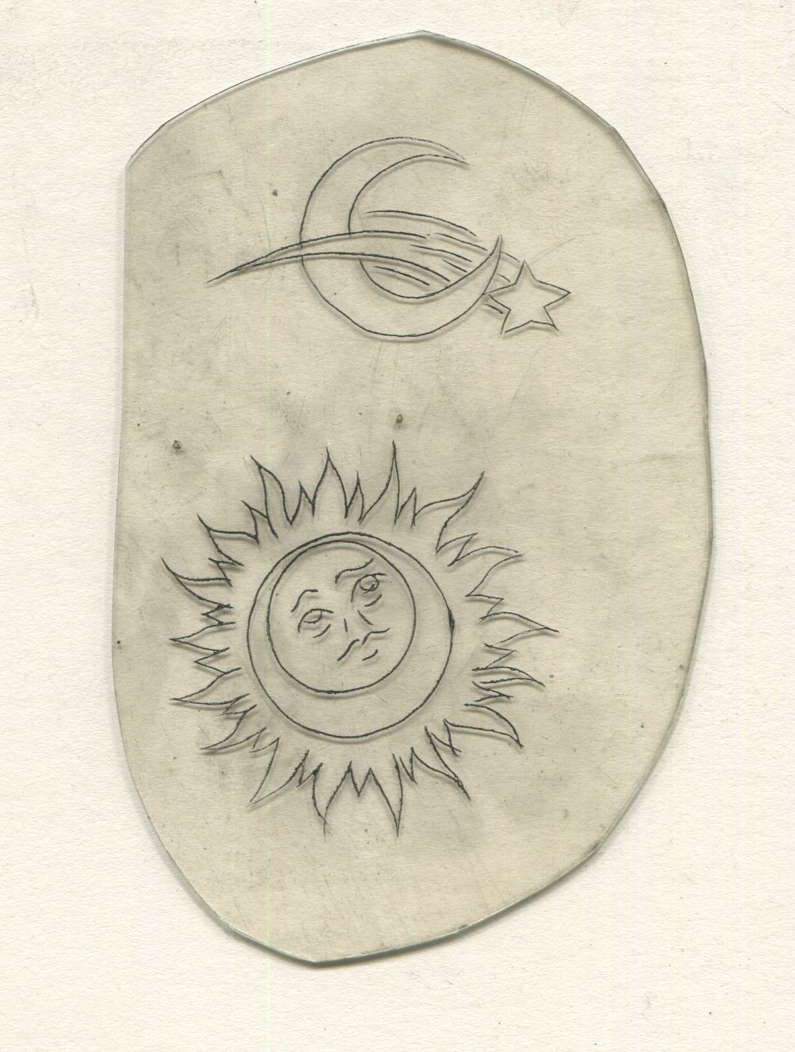 Sun and Moon Vintage Traditional Tattoo Acetate Stencil from Bert Grimm's Shop