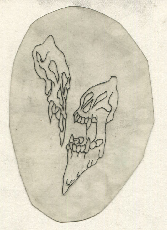 Weird Skulls Vintage Traditional Tattoo Acetate Stencil from Bert Grimm's Shop