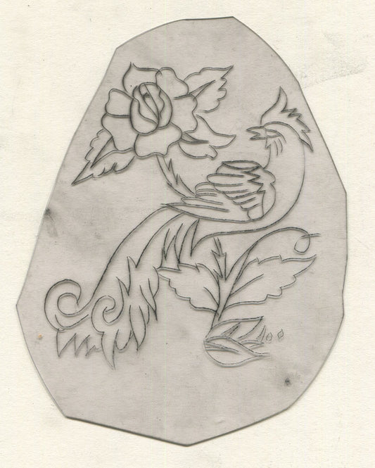 Flower Robin Vintage Traditional Tattoo Acetate Stencil from Bert Grimm's Shop