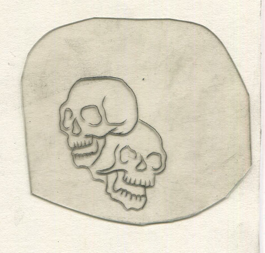 Double Skull Vintage Traditional Tattoo Acetate Stencil from Bert Grimm's Shop