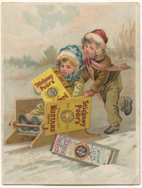 Stickney and Poors Mustard, Boston, MA Antique Lithographed Trade Card