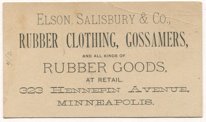 Elson, Salisbury, & Co. Rubber Goods Millard Filmore Antique Trade Card