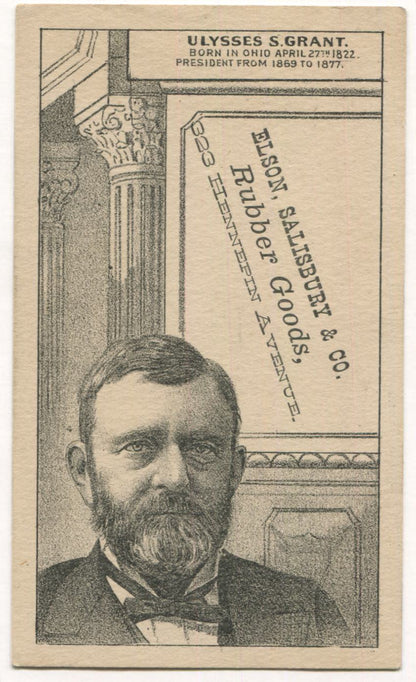 Elson, Salisbury, & Co. Rubber Goods Ulysses Grant Antique Trade Card