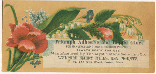 Triumph Adhesive and Liquid Glue Mystic Manufacturing Co. AntiqueTrade Card