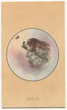 Carlo Dog & Butterfly Antique Lithographed Trade Card