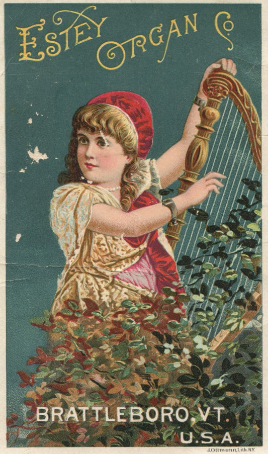 Estey Organ Co., Brattleboro, VT Antique Lithographed Trade Card