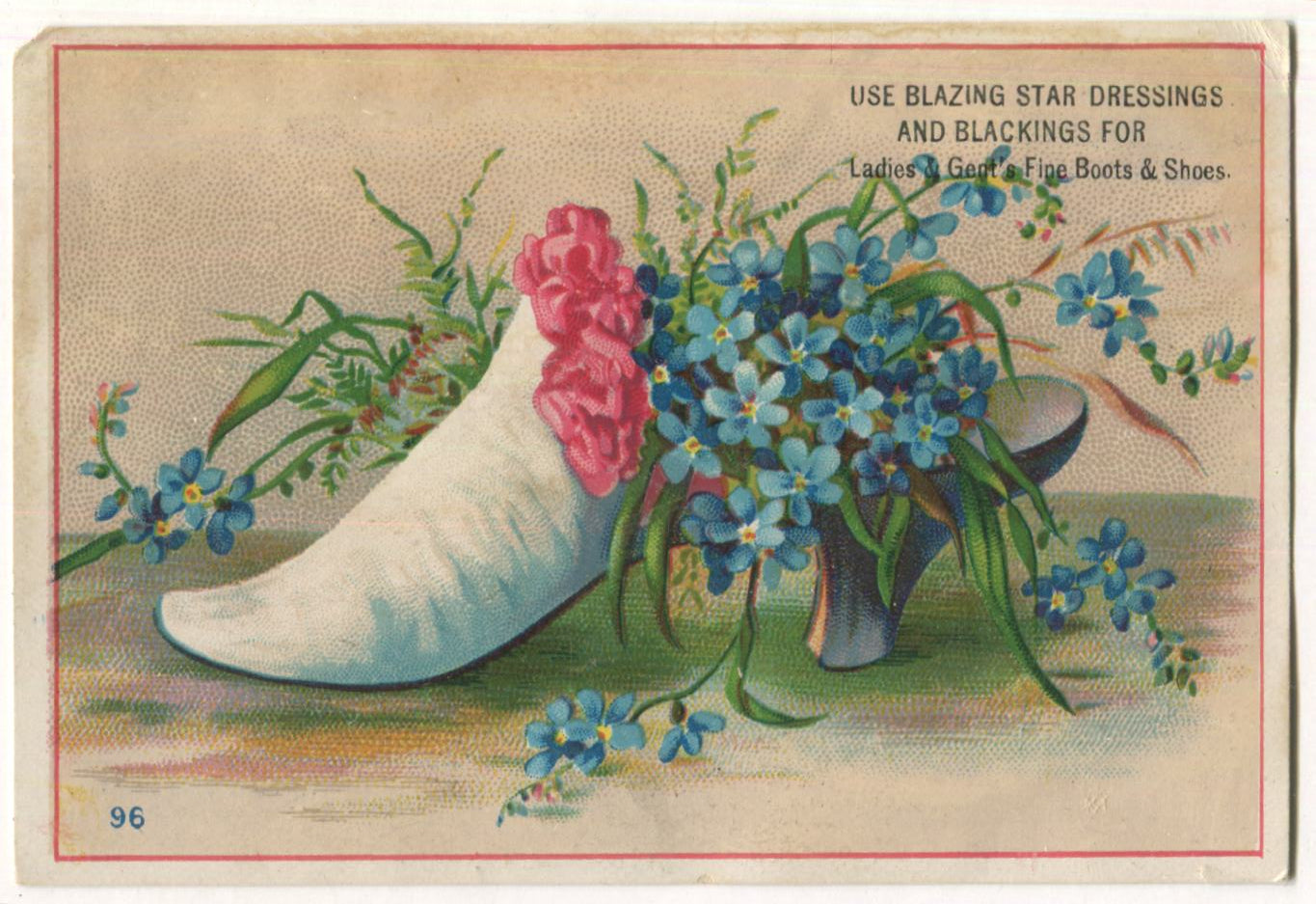 Blazing Star Dressings and Blackings for Boots and Shoes Antique Trade Card