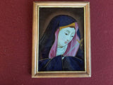 Pair of Reverse Religious Paintings with Jesus and Mary