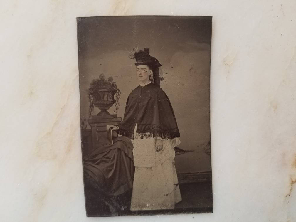 Tintype Photograph of a Victorian Woman Standing