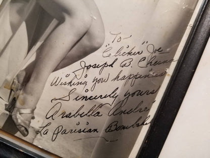 Framed Autographed Photograph of Burlesque Dancer Arabella André, La Parisian Bombshell