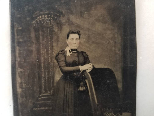 Tintype Photograph of a Victorian Woman Standing