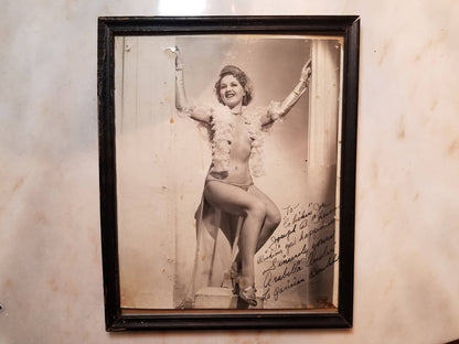 Framed Autographed Photograph of Burlesque Dancer Arabella André, La Parisian Bombshell