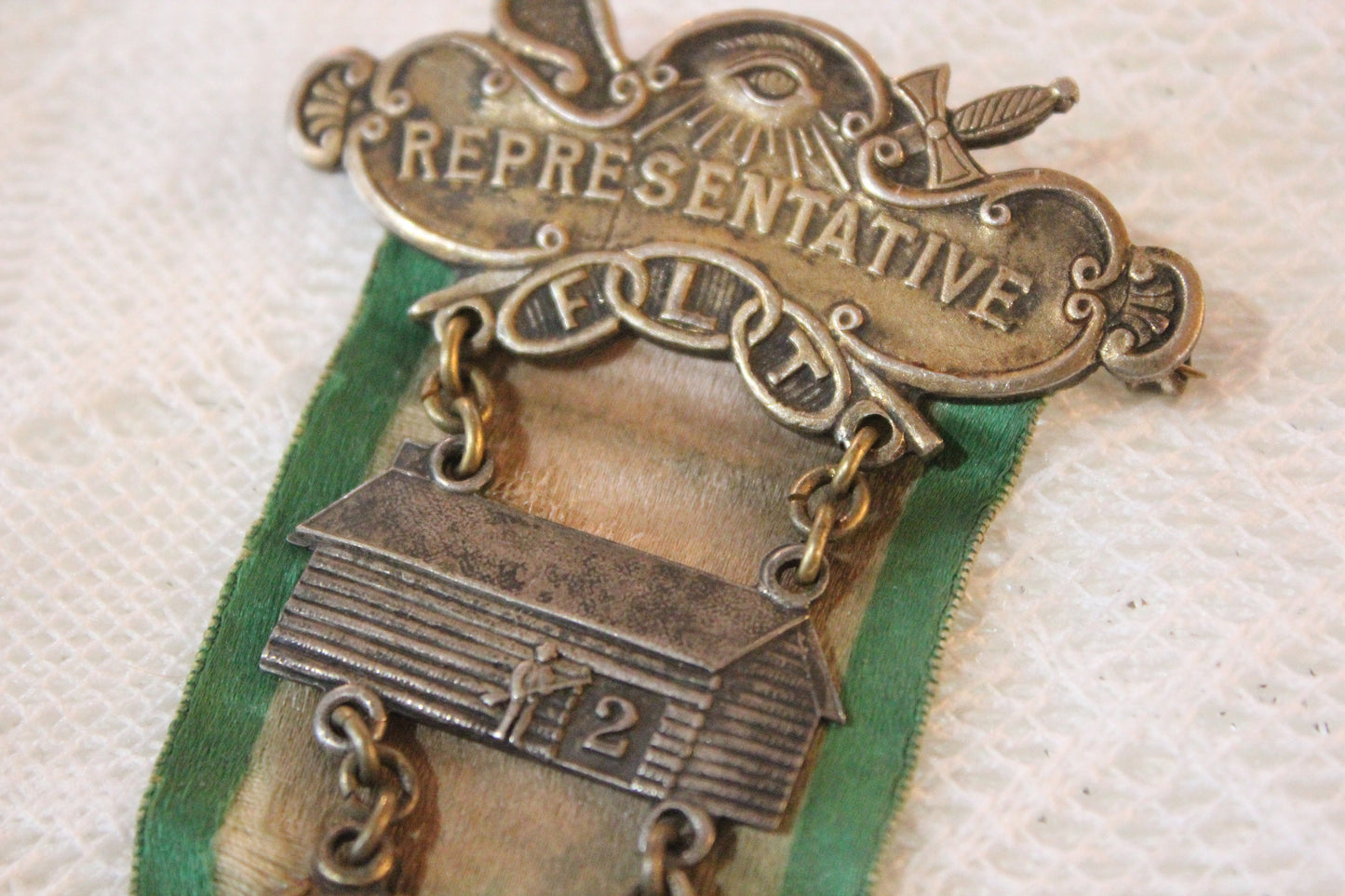 IOOF Independant Order of Odd Fellows Representative Medal with Green and White Ribbon, 1913