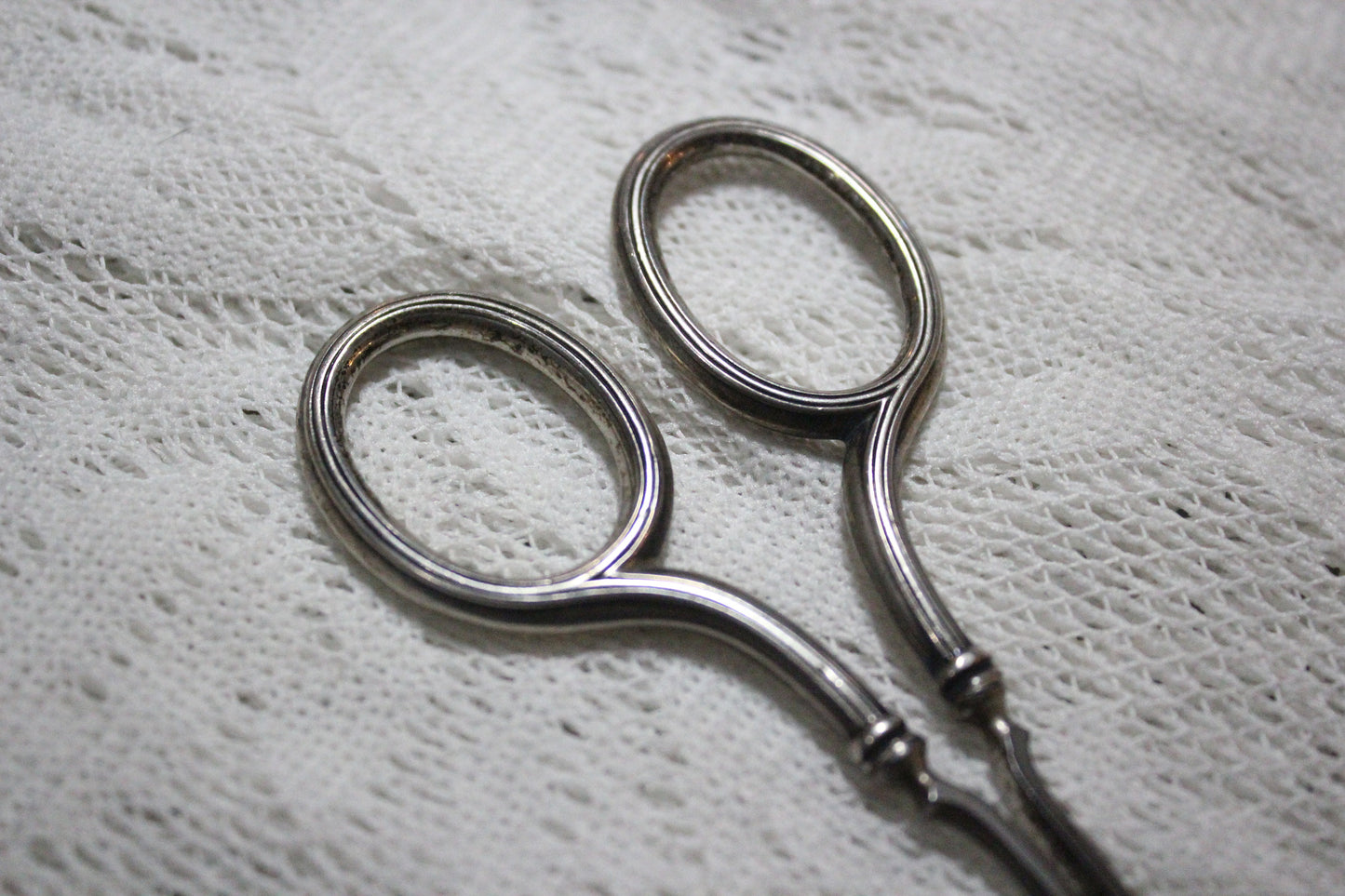 German Appliqué Curved Blade Scissors with Sterling Silver Handles