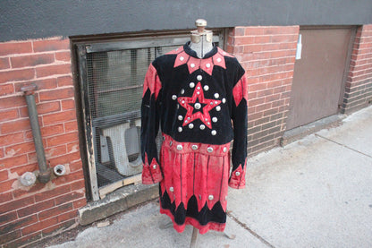 Antique Odd Fellows IOOF Tunic with Red and Black Velvet, Red Star, and Metal Embellishments
