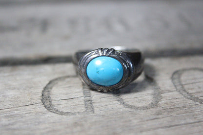 Southwest Sterling Silver Ring with Turqouise Stone, Size 11