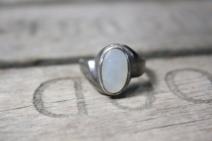 Sterling Silver Ring with Large Opal Stone, Size 9.5