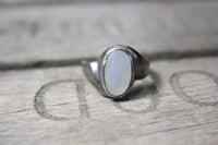 Sterling Silver Ring with Large Opal Stone, Size 9.5