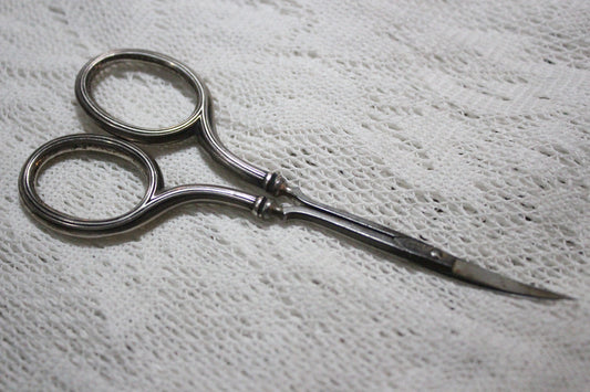 German Appliqué Curved Blade Scissors with Sterling Silver Handles