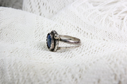 Sterling Silver Ring with Lapis Lazuli, Size 7.5
